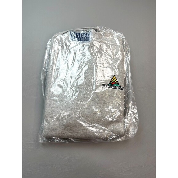 Vintage Sprint Sweater Mens XL Grey Pullover Sweatshirt USA Made Deadstock 90s - Picture 2 of 16